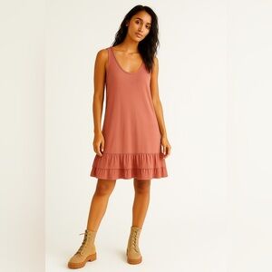 Easel Sleeveless Blush Pink Ruffle Hem Dress